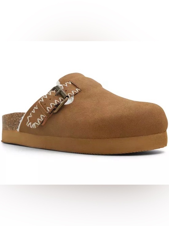 Roxy Shoes - NWOT Roxy Honey Suede Buckle Clog in Cognac Brown size 7